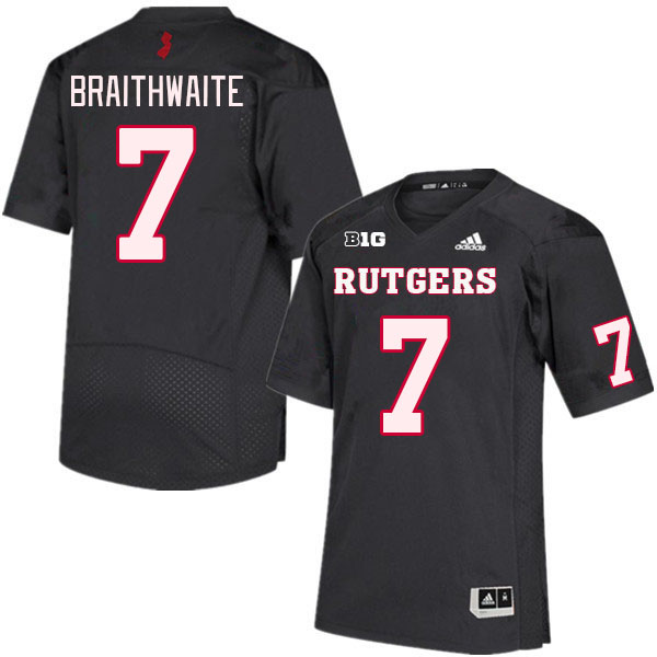 Men #7 Dylan Braithwaite Rutgers Scarlet Knights College Football Jerseys Stitched Sale-Black